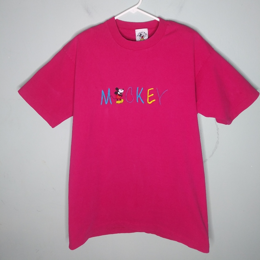 Vintage Disney Mickey Mouse Single Stitch Short Sleeve Embroidered T-Shirt